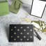 Gucci Portfolio Pouch in Black Leather with Bee and Star