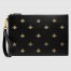 Gucci Portfolio Pouch in Black Leather with Bee and Star
