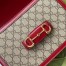 Gucci Horsebit 1955 Shoulder Bag in GG Canvas with Red Leather