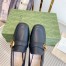 Gucci Women's Loafers in Black Leather with Double G