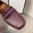 Gucci Interlocking G Horsebit Drive Loafers in Brown Leather with Web