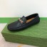 Gucci Interlocking G Horsebit Drive Loafers in Black Leather with Web