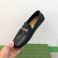 Gucci Interlocking G Horsebit Drive Loafers in Black Leather with Web