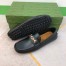 Gucci Interlocking G Horsebit Drive Loafers in Black Leather with Web