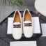Gucci Interlocking G Horsebit Drive Loafers in White Leather with Web
