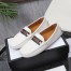 Gucci Interlocking G Horsebit Drive Loafers in White Leather with Web