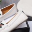 Gucci Interlocking G Horsebit Drive Loafers in White Leather with Web