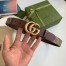 Gucci GG Supreme & Brown Leahter Belt 30MM with Double G Buckle