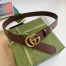 Gucci GG Supreme & Brown Leahter Belt 30MM with Double G Buckle