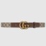 Gucci GG Supreme & Brown Leahter Belt 30MM with Double G Buckle
