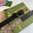 Gucci GG Supreme & Black Leahter Belt 30MM with Double G Buckle