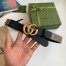 Gucci GG Supreme & Black Leahter Belt 30MM with Double G Buckle