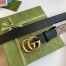 Gucci GG Supreme & Black Leahter Belt 30MM with Double G Buckle