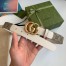 Gucci GG Supreme & White Leahter Belt 30MM with Double G Buckle