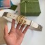 Gucci GG Supreme & White Leahter Belt 30MM with Double G Buckle