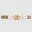 Gucci GG Supreme & White Leahter Belt 30MM with Double G Buckle