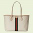 Gucci Ophidia GG Medium Tote Bag in White Supreme Canvas