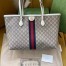 Gucci Ophidia GG Medium Tote Bag in GG Canvas with White Leather