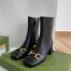 Gucci Black Leather 55MM Ankle Boots with Horsebit