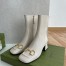 Gucci White Leather 55MM Ankle Boots with Horsebit