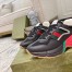 Gucci Women's Rhyton Sneakers in Black Leather with Mesh