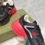 Gucci Women's Rhyton Sneakers in Black Leather with Mesh