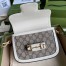 Gucci Horsebit 1955 Mini Bag in GG Canvas with White Calfskin