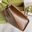 Gucci Small Tote Bag in Beige GG Supreme Canvas with Brown Leather