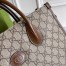 Gucci Small Tote Bag in Beige GG Supreme Canvas with Brown Leather