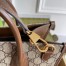 Gucci Small Tote Bag in Beige GG Supreme Canvas with Brown Leather