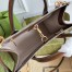Gucci Small Tote Bag in Beige GG Supreme Canvas with Brown Leather
