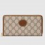 Gucci Zip Around Wallet In Beige Canvas with Interlocking G