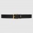 Gucci Black Leather Belt 35MM with Square Buckle and Interlocking G