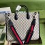Gucci Medium Tote Bag in Blue GG Supreme Canvas with Blue Leather