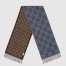 Gucci GG Jacquard Wool Scarf in Blue and Brown