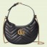 Gucci GG Marmont Half-moon Mini Bag in Black Chevron Leather