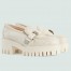 Gucci Women's Lug Sole Loafers in White Matelasse Leather Leather