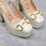 Gucci Slingback Platform Pumps 120mm in White Leather