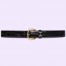 Gucci Crystal Horsebit Belt 30MM in Black Crocodile Embossed Leather