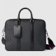 Gucci Briefcase in Black GG Supreme Canvas with Shoulder Strap