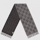 Gucci GG Jacquard Wool Scarf in Grey and Light Grey